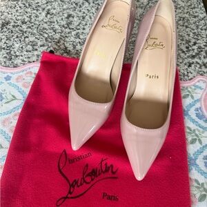 Christian Louboutin Pale Pink Patent Pointed Pumps
